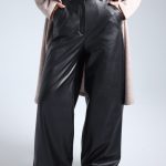 Leather wide-leg pants
