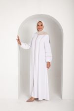 ⁦Abaya with  Beige Embroidery⁩ - الصورة ⁦4⁩